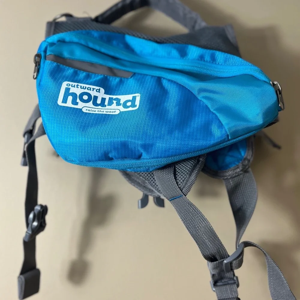 Outward Hound DayPak Dog Backpack Harness Blue Trek Vest Hiking Gear Medium Size